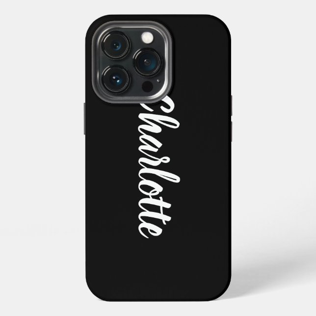 Coque iPhone Nom de script personnalisé élégant noir (Dos)