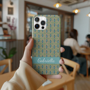 Coque iPhone 15 Pro Nom de verdure de feuilles botaniques à l'aquarell