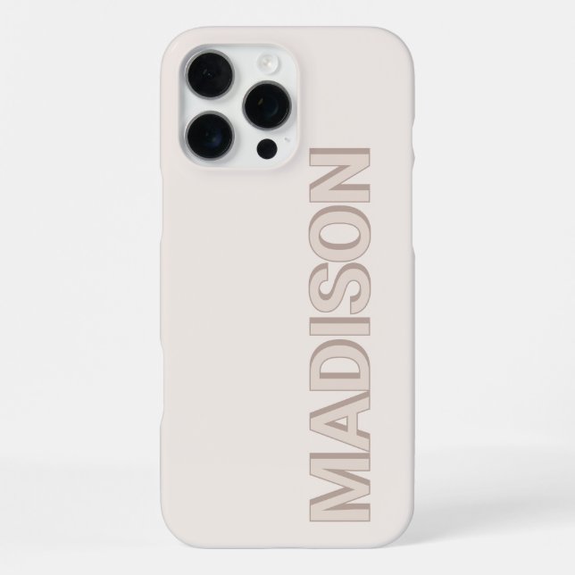 Coque iPhone Nom du monogramme beige moderne (Verso)