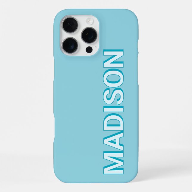 Coque iPhone Nom du monogramme bleu moderne (Verso)