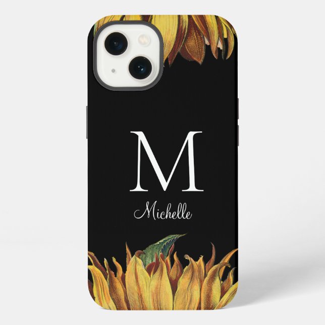 Coque iPhone Nom du monogramme de tournesol (Verso)