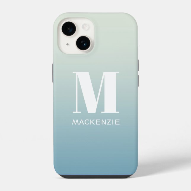Coque iPhone Nom du monogramme Dégradé simple Personnalisé (Verso)