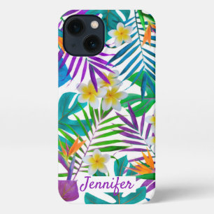 Etui iPhone 13 Nom du monogramme du paradis tropical