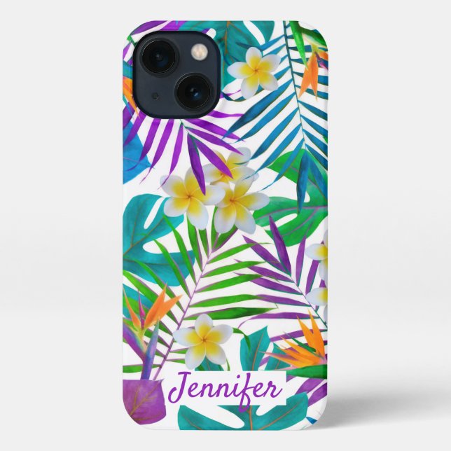 Coque iPhone Nom du monogramme du paradis tropical (Verso)