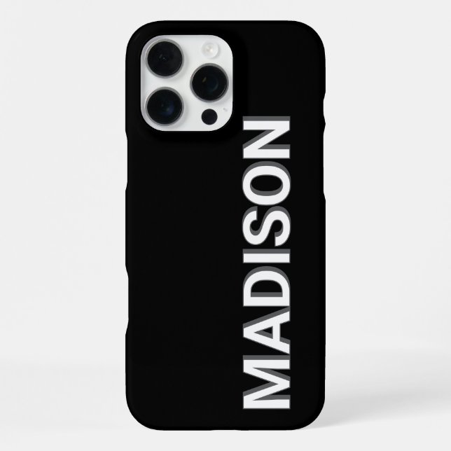 Coque iPhone Nom du monogramme noir et blanc moderne (Verso)