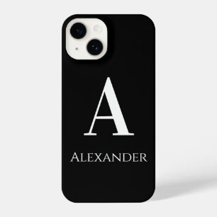 Coque Pour iPhone 14 Nom du monogramme personnalisé Noir et blanc Moder