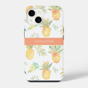 Coque Pour iPhone 14 Nom du Motif d'été de l'ananas mignon