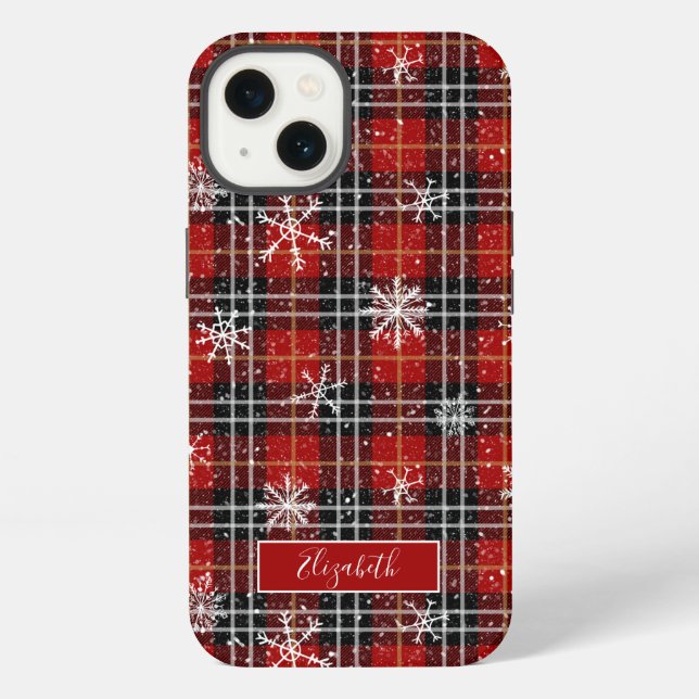Coque iPhone Nom du script des flocons de neige plaqués hiver (Verso)
