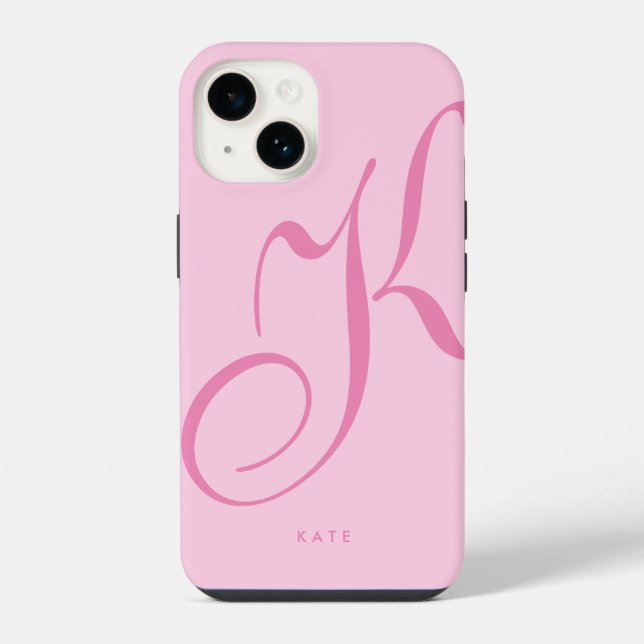 Coque iPhone Nom élégant de style simple rose Script (Verso)