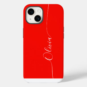 Coque Pour iPhone 14 Nom élégant en calligraphie rouge et blanc