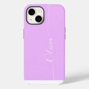 Coque Pour iPhone 14 Nom élégant en écriture calligraphique blanc lavan