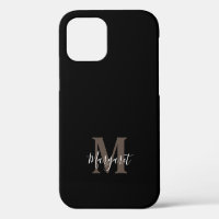 Nom élégant noir monogrammé écrit à la main