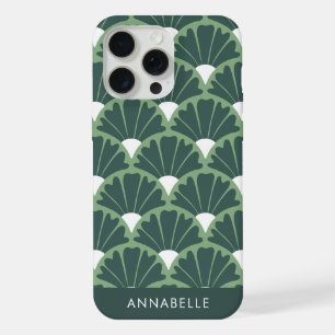 Coque iPhone 15 Pro Max Nom en monogramme en bas motif vintage vert et bla