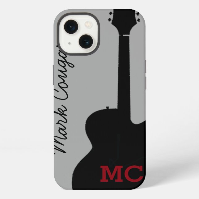 Coque iPhone nom fait sur commande et guitare noire de roche (Verso)