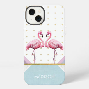 Etui iPhone 13 Nom féminin moderne tendance flamant rose