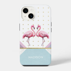 Coque Pour iPhone 14 Nom féminin rose flamant moderne tendance