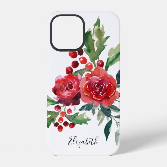 Coque iPhone Nom floral aquarelle (Verso)