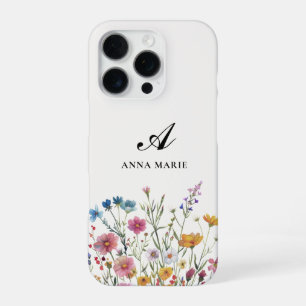 Coque iPhone 16 Pro Nom Floral Bohème Chic Monogramme
