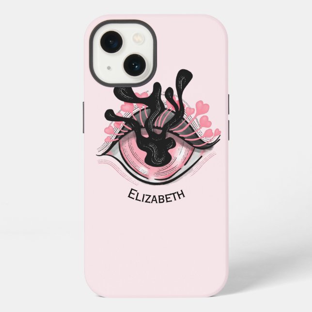 Coque iPhone Nom gothique mignon et étrange Œil Effrayant Rose (Verso)