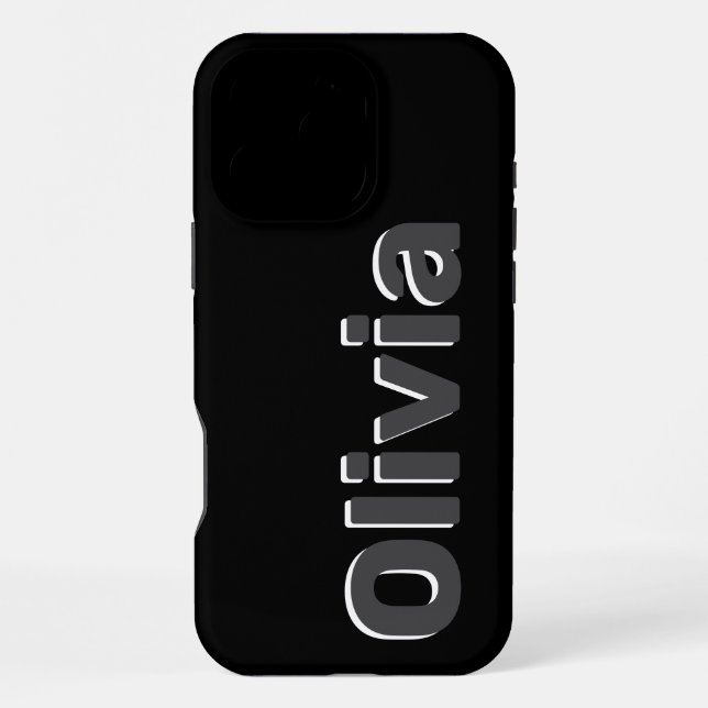 Coque iPhone Nom Gras Moderne Simple Noir & Gris (Verso)