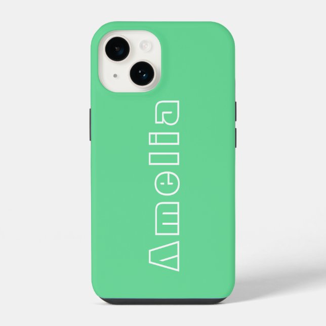Coque iPhone Nom Green Simple Modern Typographie (Verso)