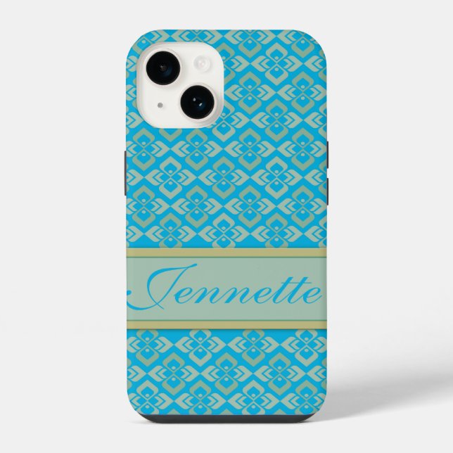 Coque iPhone Nom inspiré de la couture bleu  (Verso)