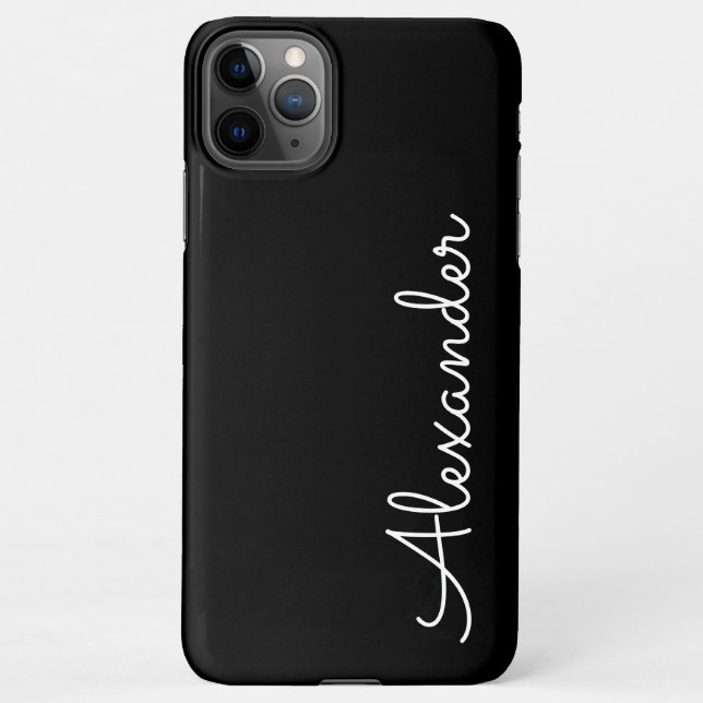 Coque iPhone Nom manuscrit noir personnalisé BUDGET dur (Dos)