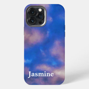 Etui iPhone 13 Pro Max Nom manuscrit simple Ciel bleu Nuages
