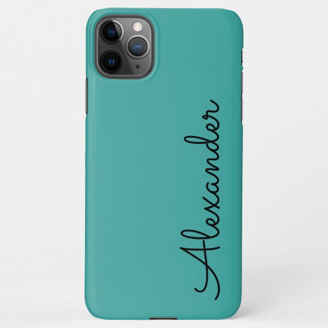 Coque iPhone Nom manuscrit Turquoise personnalisé BUDGET (Dos)