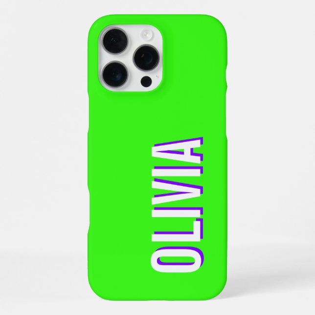 Coque iPhone Nom moderne 3D blanc Indigo | Cool vert tendance (Verso)