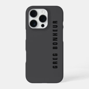 Coque iPhone 16 Pro Nom moderne ou autre modèle de texte Gris foncé