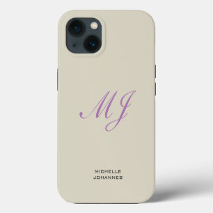 Etui iPhone 13 Nom Monogram Plain Moderne Minimaliste