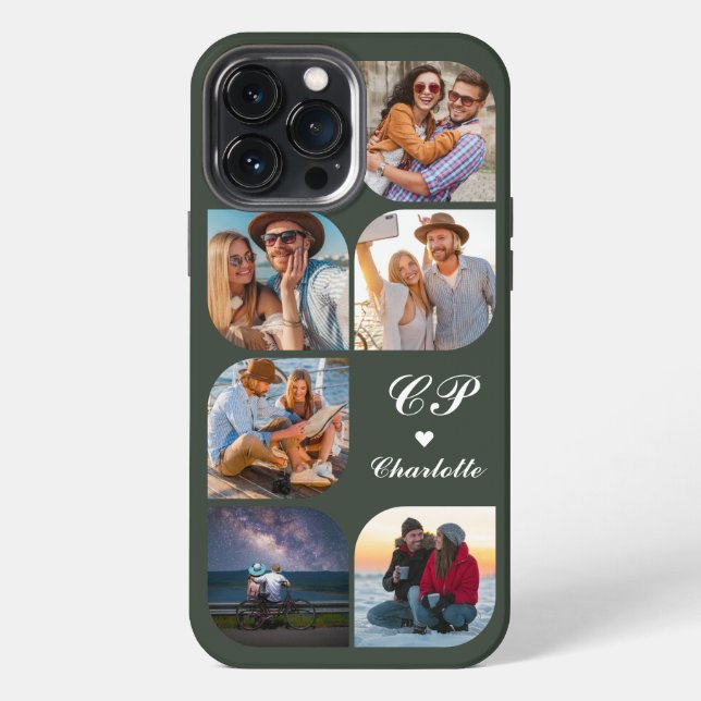 Coque iPhone Nom Monogramme 6 Photo Moderne Tendance Simple (Verso)