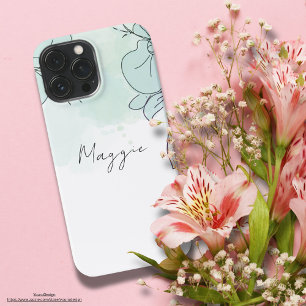 Etui iPhone 13 Pro Max Nom monogramme bleu girly vraiment mignon et minim