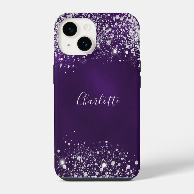 Coque iPhone Nom monogramme de poussière de parties scintillant (Verso)