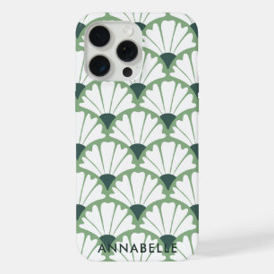 Coque iPhone 15 Pro Max Nom Monogramme en Bas Motif Vintage Vert