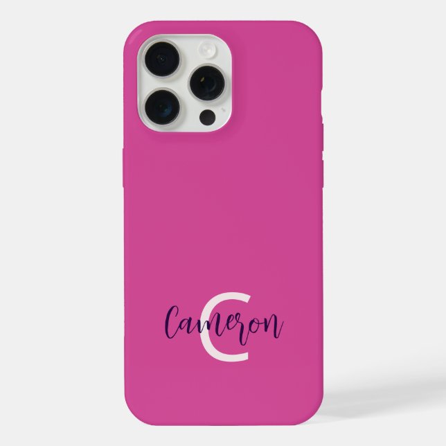 Coque iPhone Nom Monogramme Féminin Rose Uni (Verso)