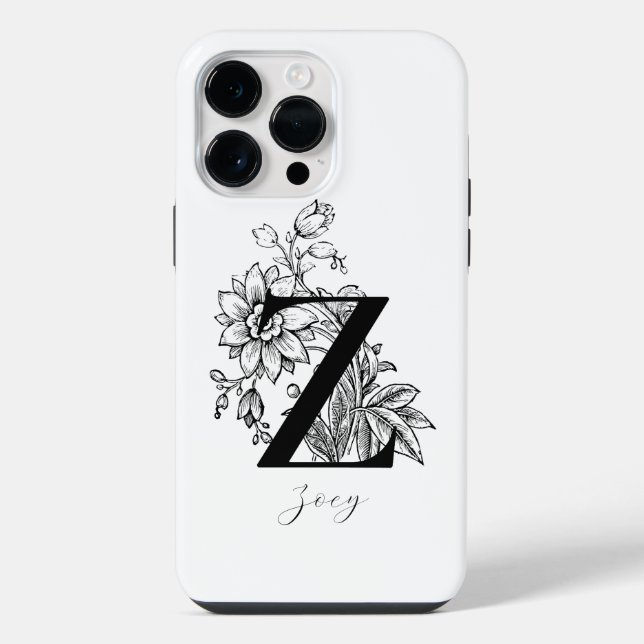 Coque iPhone Nom monogramme lettre botanique Z     (Verso)