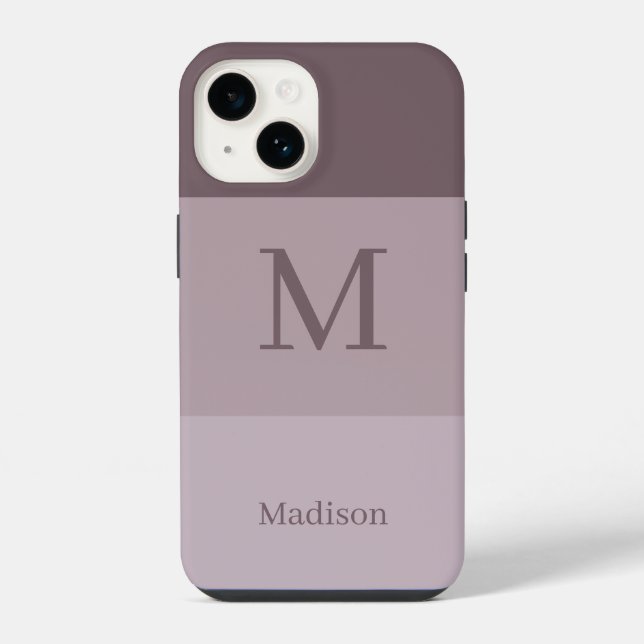 Coque iPhone Nom Monogramme Mauve Vintage  (Verso)