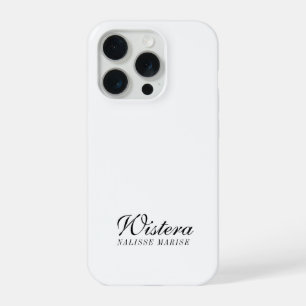 Coque iPhone 15 Pro Nom Monogramme Noir Blanc Moderne