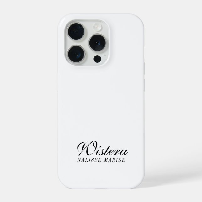 Coque iPhone Nom Monogramme Noir Blanc Moderne (Verso)