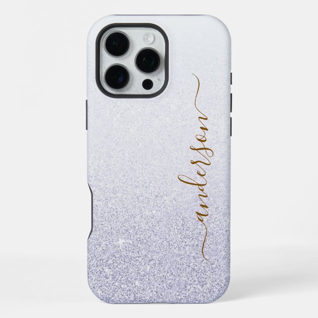 Coque iPhone Nom monogrammé pailleté élégant (Verso)