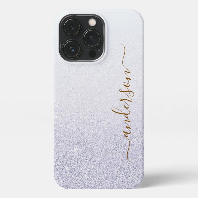 Coque iPhone Nom monogrammé pailleté élégant (Verso)