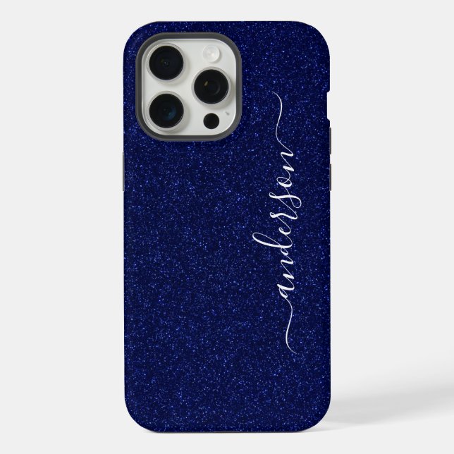 Coque iPhone Nom monogrammé pailleté élégant (Verso)