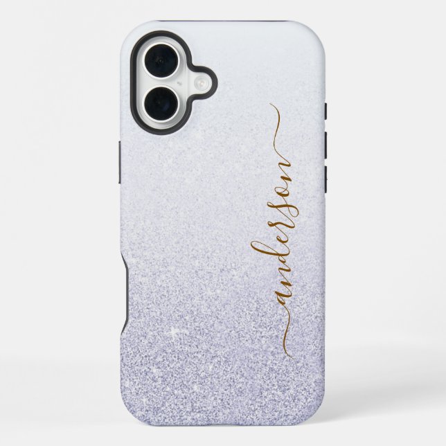 Coque iPhone Nom monogrammé pailleté élégant (Verso)