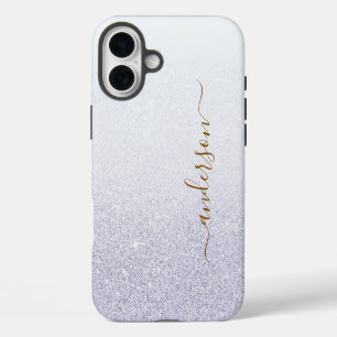Coque iPhone 16 Plus Nom monogrammé pailleté élégant