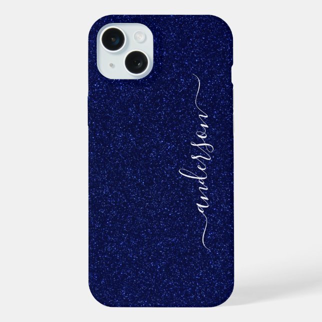Coque iPhone Nom monogrammé pailleté élégant (Verso)
