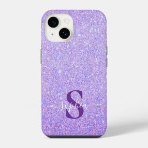 Coque Pour iPhone 14 Nom monogrammé pailleté élégant