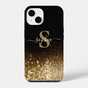 Coque Pour iPhone 14 Nom monogrammé pailleté élégant
