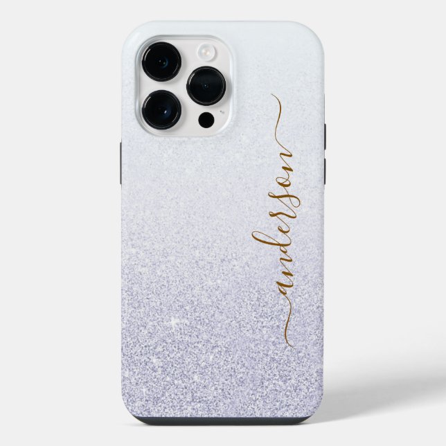 Coque iPhone Nom monogrammé pailleté élégant (Verso)